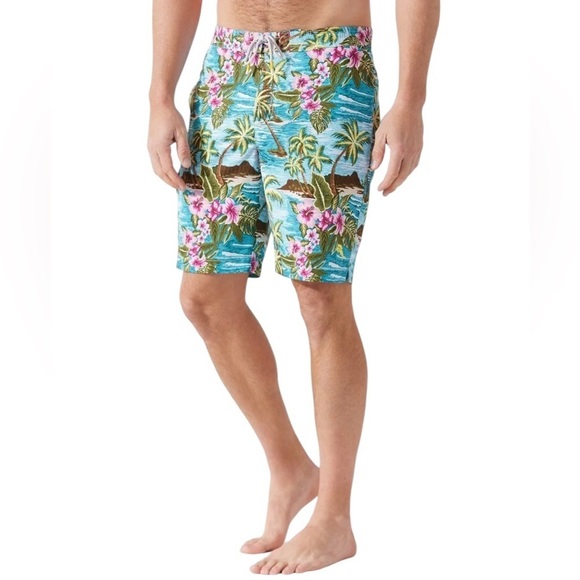 Tommy Bahama Baja Hula High Seas Tropical Floral Board Shorts Swim Trunks Large - Picture 10 of 10